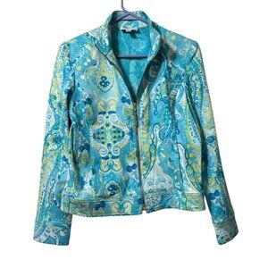 St. John Sport by Marie Gray Full Zip Groovy Paisley Jacket Size P Gems Designer